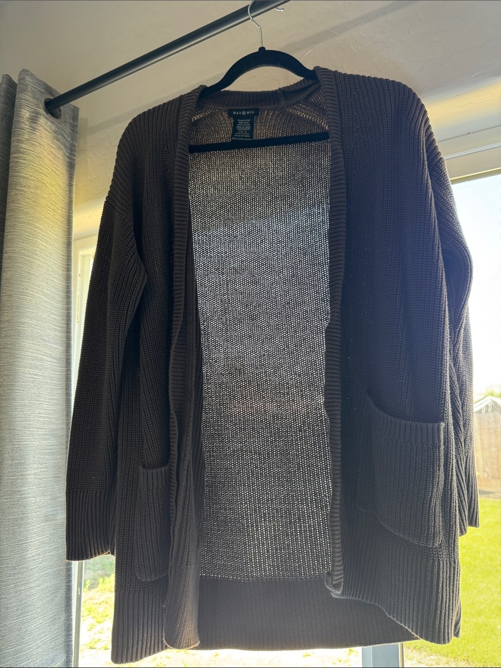 MIA Open-Front Ribbed Cardigan - Brown